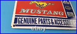 Vintage Ford Motors Sign Mustang Genuine Parts Porcelain Sign