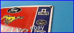 Vintage Ford Motors Sign Mustang Genuine Parts Porcelain Sign