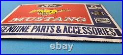 Vintage Ford Motors Sign Mustang Genuine Parts Porcelain Sign