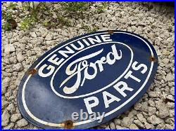 Vintage Ford Porcelain Sign 17 Oil Gas Fuel Truck Car Dealer Service Auto Parts