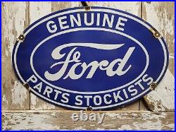 Vintage Ford Porcelain Sign Genuine Parts Automobile Dealer Car Truck Sales USA