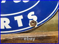 Vintage Ford Porcelain Sign Old 12 Genuine Car Parts Dealer Sales Service Oval