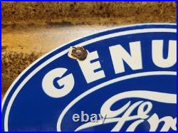 Vintage Ford Porcelain Sign Old 12 Genuine Car Parts Dealer Sales Service Oval