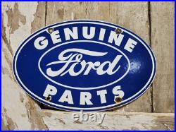 Vintage Ford Porcelain Sign Old 12 Genuine Car Parts Dealer Sales Service Oval Vintage Ford Porcelain Sign Old 12 Genuine Car Parts Dealer Sales Service Oval