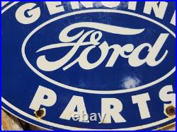Vintage Ford Porcelain Sign Old 12 Genuine Car Parts Dealer Sales Service Oval Vintage Ford Porcelain Sign Old 12 Genuine Car Parts Dealer Sales Service Oval
