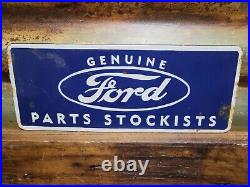 Vintage Ford Porcelain Sign Old Genuine Parts Stockist Dealer Car Truck Service