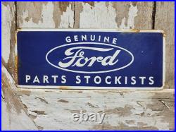 Vintage Ford Porcelain Sign Old Genuine Parts Stockist Dealer Car Truck Service