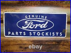 Vintage Ford Porcelain Sign Old Genuine Parts Stockist Dealer Car Truck Service