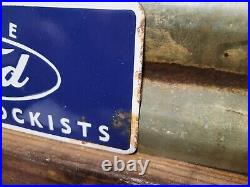 Vintage Ford Porcelain Sign Old Genuine Parts Stockist Dealer Car Truck Service