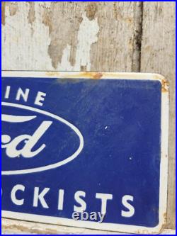 Vintage Ford Porcelain Sign Old Genuine Parts Stockist Dealer Car Truck Service