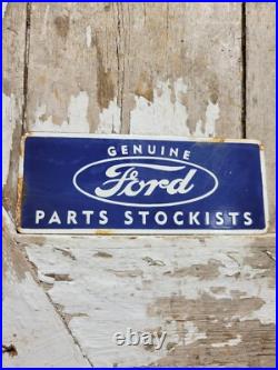 Vintage Ford Porcelain Sign Old Genuine Parts Stockist Dealer Car Truck Service