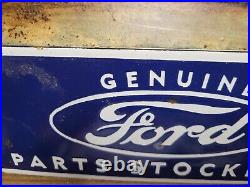 Vintage Ford Porcelain Sign Old Genuine Parts Stockist Dealer Car Truck Service