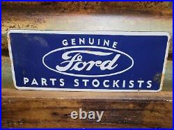 Vintage Ford Porcelain Sign Old Genuine Parts Stockist Dealer Car Truck Service