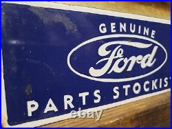 Vintage Ford Porcelain Sign Old Genuine Parts Stockist Dealer Car Truck Service