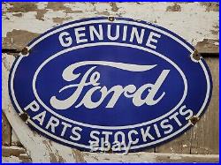 Vintage Ford Porcelain Sign Old Genuine Parts Stockists Car Dealer Service 24