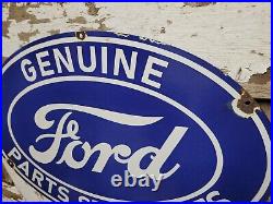 Vintage Ford Porcelain Sign Old Genuine Parts Stockists Car Dealer Service 24