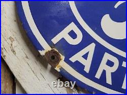 Vintage Ford Porcelain Sign Old Genuine Parts Stockists Car Dealer Service 24