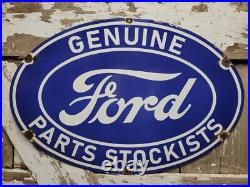 Vintage Ford Porcelain Sign Old Genuine Parts Stockists Car Truck Service 24