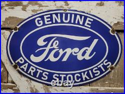 Vintage Ford Porcelain Sign Old Genuine Parts Stockists Car Truck Service 24