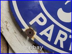 Vintage Ford Porcelain Sign Old Genuine Parts Stockists Car Truck Service 24
