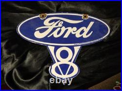Vintage Ford Porcelain Sign Old Michigan Car Auto Parts V8 Fomoco Truck Sales
