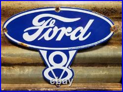 Vintage Ford Porcelain Sign Old Michigan Car Auto Parts V8 Fomoco Truck Sales