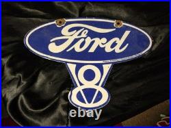 Vintage Ford Porcelain Sign Old Michigan Car Auto Parts V8 Fomoco Truck Sales