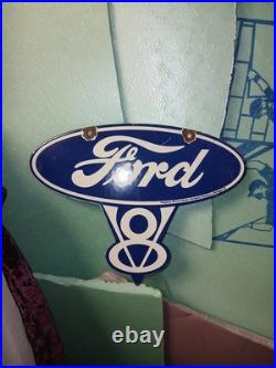 Vintage Ford Porcelain Sign Old Michigan Car Auto Parts V8 Fomoco Truck Sales