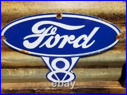 Vintage Ford Porcelain Sign Old Michigan Car Auto Parts V8 Fomoco Truck Sales