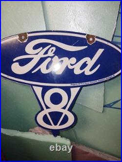 Vintage Ford Porcelain Sign Old Michigan Car Auto Parts V8 Fomoco Truck Sales