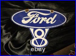 Vintage Ford Porcelain Sign Old Michigan Car Auto Parts V8 Fomoco Truck Sales