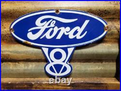 Vintage Ford Porcelain Sign Old Michigan Car Auto Parts V8 Fomoco Truck Sales