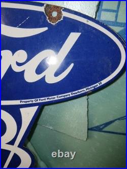 Vintage Ford Porcelain Sign Old Michigan Car Auto Parts V8 Fomoco Truck Sales