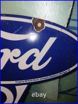Vintage Ford Porcelain Sign Old Michigan Car Auto Parts V8 Fomoco Truck Sales