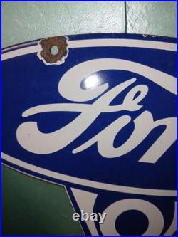 Vintage Ford Porcelain Sign Old Michigan Car Auto Parts V8 Fomoco Truck Sales