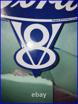 Vintage Ford Porcelain Sign Old Michigan Car Auto Parts V8 Fomoco Truck Sales