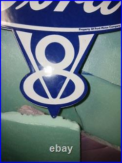Vintage Ford Porcelain Sign Old Michigan Car Auto Parts V8 Fomoco Truck Sales