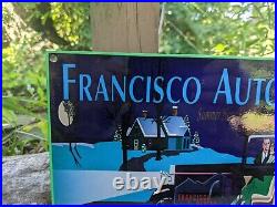 Vintage Francisco Auto Heater Porcelain Metal Parts Sign 12 X 8