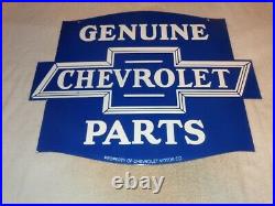 Vintage Genuine Chevrolet Parts 24 X 18 Porcelain Metal Car Gasoline Oil Sign