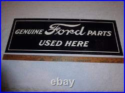 Vintage Genuine Ford Parts Used Here 26 Heavy Metal Car Truck Gasoline Oil Sign