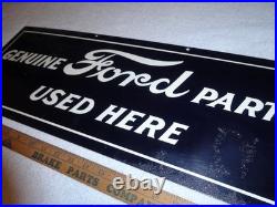 Vintage Genuine Ford Parts Used Here 26 Heavy Metal Car Truck Gasoline Oil Sign