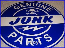 Vintage Genuine? Junk Parts 11 3/4 Porcelain Metal Car Truck Gasoline Oil Sign