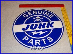 Vintage Genuine? Junk Parts 11 3/4 Porcelain Metal Car Truck Gasoline Oil Sign