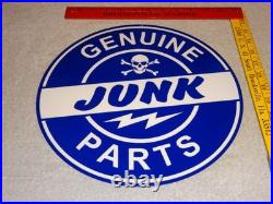 Vintage Genuine? Junk Parts 11 3/4 Porcelain Metal Car Truck Gasoline Oil Sign