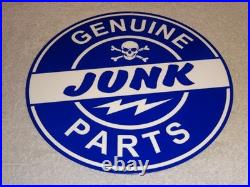 Vintage Genuine? Junk Parts 11 3/4 Porcelain Metal Car Truck Gasoline Oil Sign