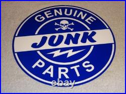 Vintage Genuine? Junk Parts 11 3/4 Porcelain Metal Car Truck Gasoline Oil Sign