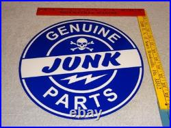 Vintage Genuine? Junk Parts 11 3/4 Porcelain Metal Car Truck Gasoline Oil Sign