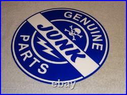 Vintage Genuine? Junk Parts 11 3/4 Porcelain Metal Car Truck Gasoline Oil Sign