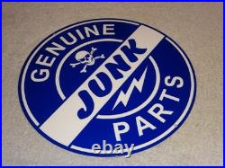 Vintage Genuine? Junk Parts 11 3/4 Porcelain Metal Car Truck Gasoline Oil Sign