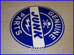 Vintage Genuine? Junk Parts 11 3/4 Porcelain Metal Car Truck Gasoline Oil Sign